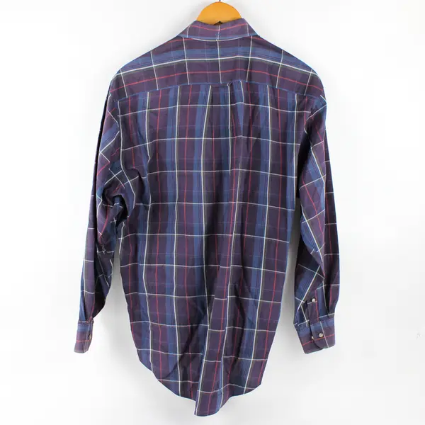 Nordstrom Purple Blue and Red Plaid Long-Sleeved Button-Down Men's Medium