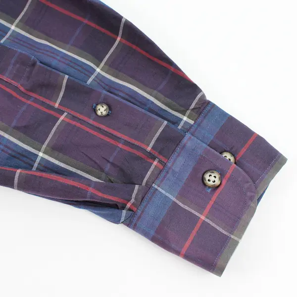 Nordstrom Purple Blue and Red Plaid Long-Sleeved Button-Down Men's Medium