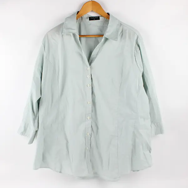 Double Pump Mint Green 3/4-Sleeve Button-Up Women's Size 2X