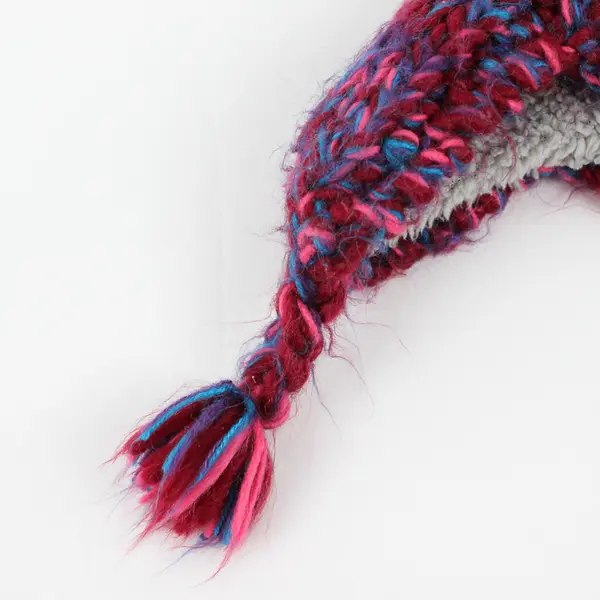 REI Pink Purple and Blue Knit Pom Hat Girls' Size 4Y-7Y