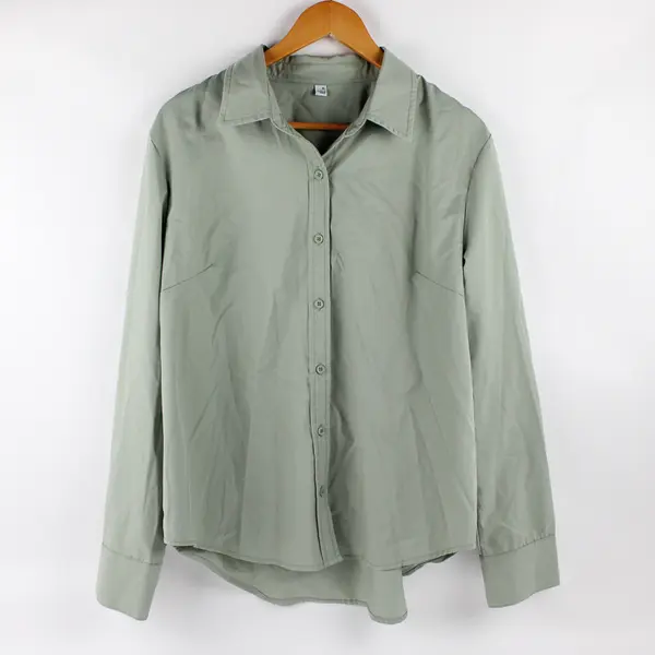 Siliteelon Sage Green Long-Sleeved Button-Up Women's Size XL