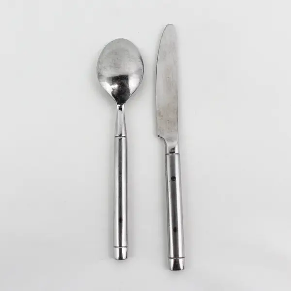 Lot of 2 Cambridge Silver Reveal Pattern Stainless Dinner Knife Soup Spoon HTF