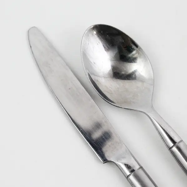 Lot of 2 Cambridge Silver Reveal Pattern Stainless Dinner Knife Soup Spoon HTF