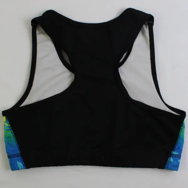 Avia Blue Green Yellow Floral Print Racerback Sports Bra XL 14-16
