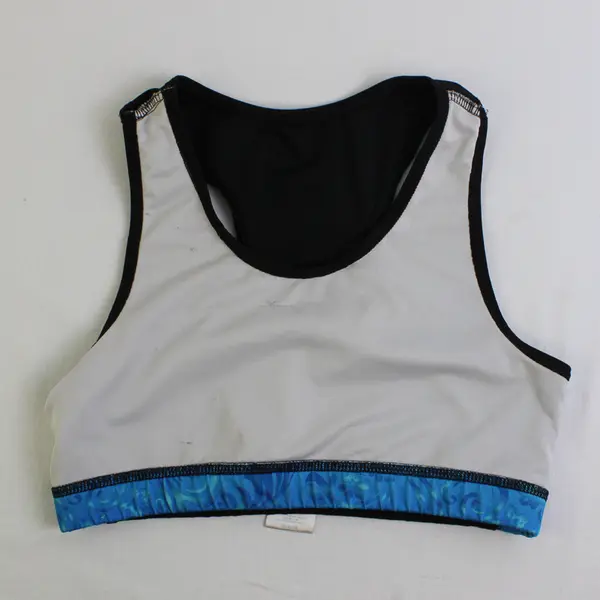 Avia Blue Green Yellow Floral Print Racerback Sports Bra XL 14-16