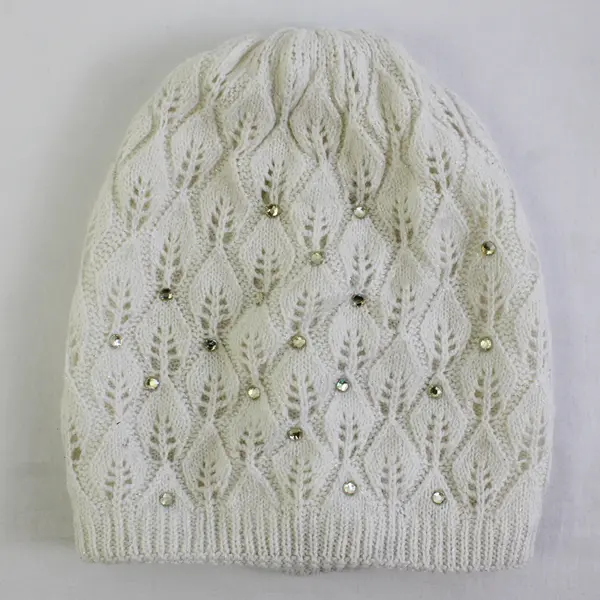 Joe Boxer Women's Metallic Sparkly White Beanie One Size Adjustable