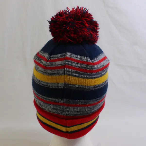 FC Barcelona Embroidered Multicolor Pom Beanie Hat One Size