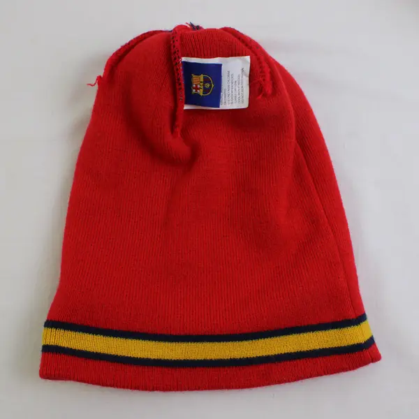 FC Barcelona Embroidered Multicolor Pom Beanie Hat One Size