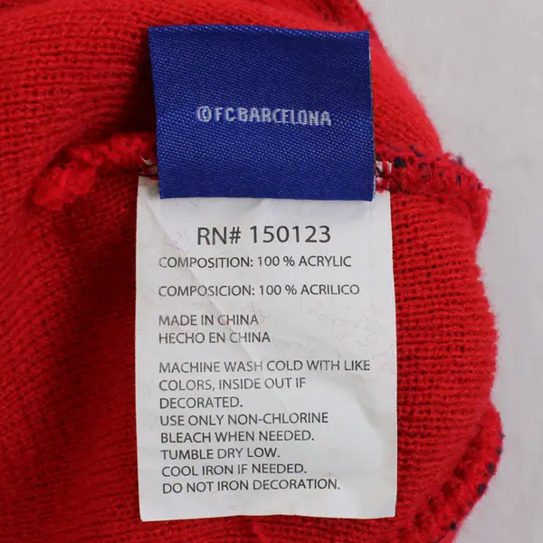 FC Barcelona Embroidered Multicolor Pom Beanie Hat One Size