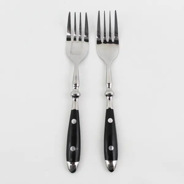 Lot of 2 Cambridge Silver Unknown Pattern Black Handle SS Salad Forks HTF Pat
