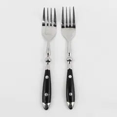 Lot of 2 Cambridge Silver Unknown Pattern Black Handle SS Salad Forks HTF Pat