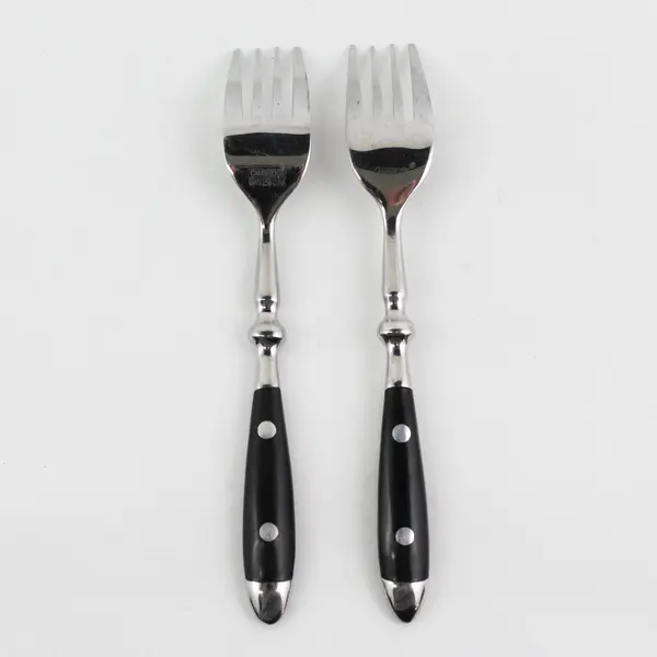 Lot of 2 Cambridge Silver Unknown Pattern Black Handle SS Salad Forks HTF Pat