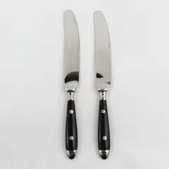 Lot of 2 Cambridge Silver Unknown Pattern Black Handle SS Dinner Knives HTF Pat