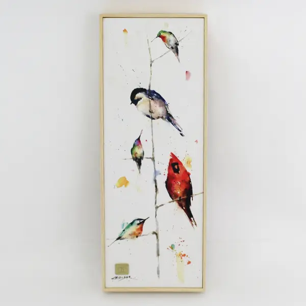 2019 Framed DEMDACO Dean Crouser Birds On Branches Watercolor 16" x 6" Signed
