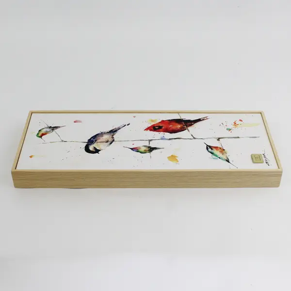 2019 Framed DEMDACO Dean Crouser Birds On Branches Watercolor 16" x 6" Signed