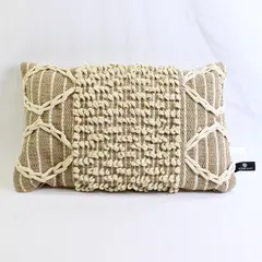 Newport Textured Beige Accent Throw Pillow 11" x 19" Duck Feather Fill