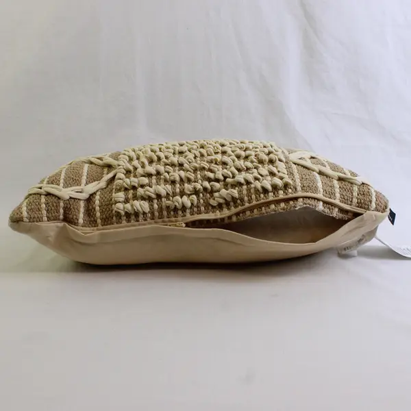 Newport Textured Beige Accent Throw Pillow 11" x 19" Duck Feather Fill