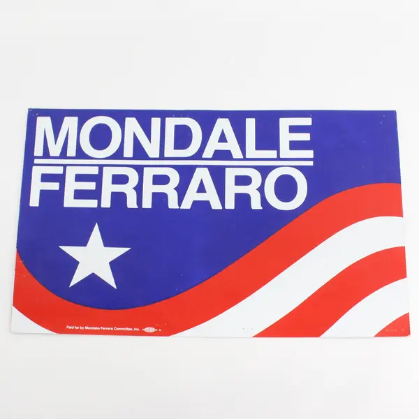 1984 Original Mondale / Ferraro Dem. President Campaign Sign 13.5 x 21.5