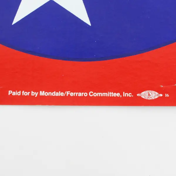 1984 Original Mondale / Ferraro Dem. President Campaign Sign 13.5 x 21.5