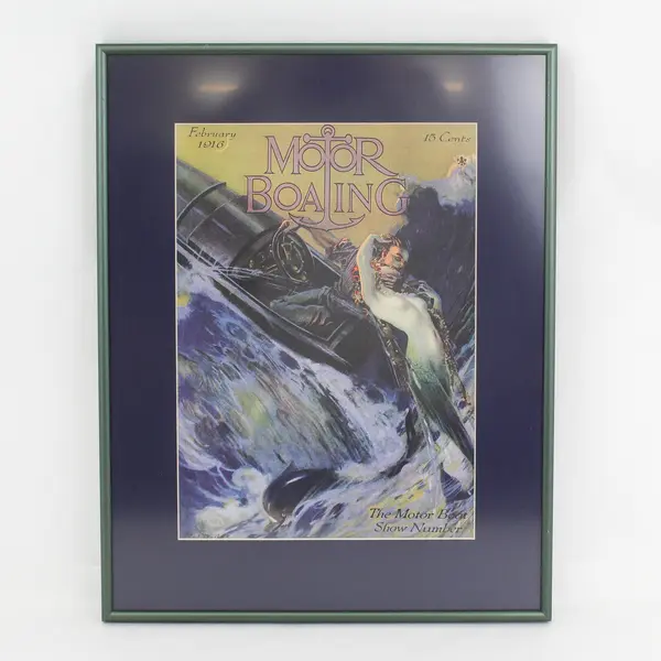 Framed And Matted Motor Boating Magazine Cover February 1916 Poster