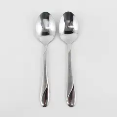 Lot of 2 Cambridge Swirl Sand Pattern 18/0 Stainless Oval Soup Spoons 7" Good