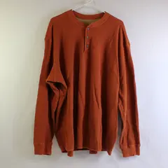 Eddie Bauer Orange Waffle Knit Henley Shirt Men's 3XL