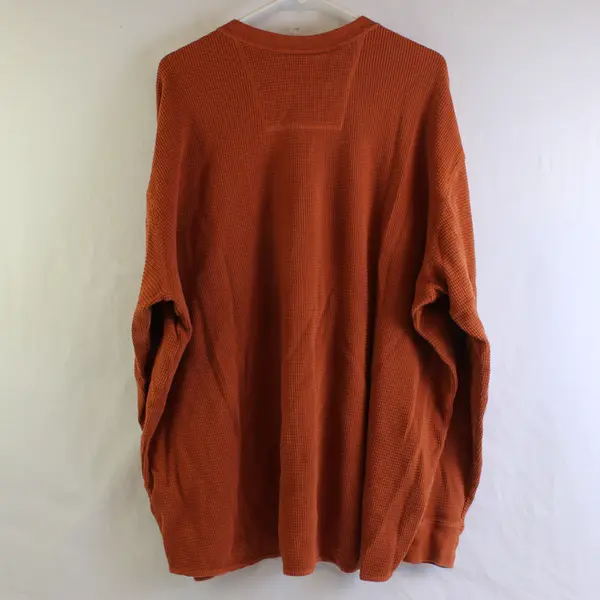 Eddie Bauer Orange Waffle Knit Henley Shirt Men's 3XL
