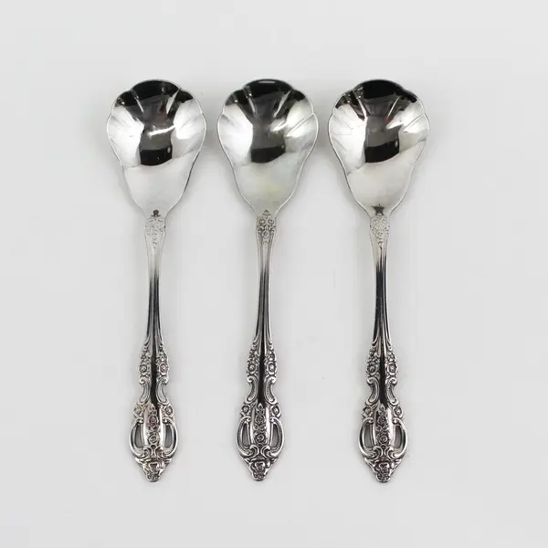 Lot of 3 Oneida Silver Renoir-Pembrooke Stainless Sugar Spoons 6" Good Rare HTF