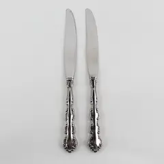 Lot of 2 Oneida Silver Mozart Pattern SS Hollow Dinner Knives Small Serration 9"