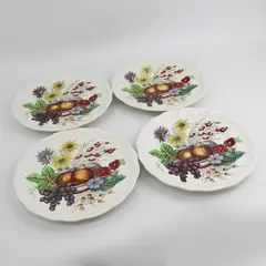 Set of 4 Vintage SPODE Copeland Reynolds Dinner Plates 10.75” Fruit & Flower 