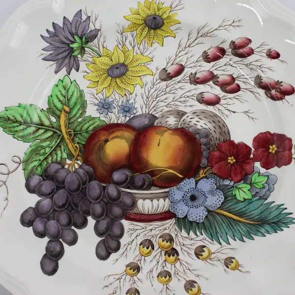 Set of 4 Vintage SPODE Copeland Reynolds Dinner Plates 10.75” Fruit & Flower 