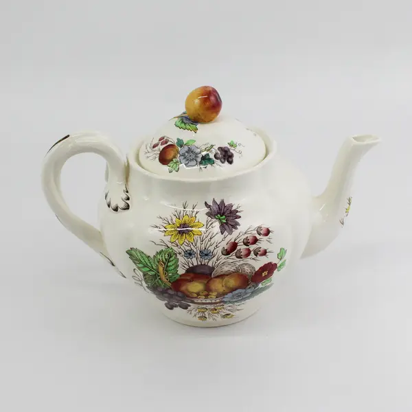 Vintage Copeland Spode Reynolds Tea Pot w/Handled Lid Fruit And Flowers