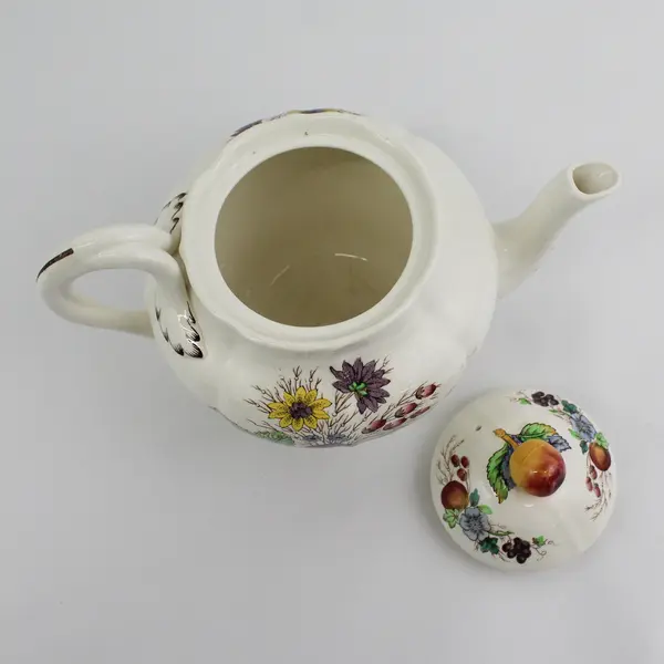  Vintage Copeland Spode Reynolds Tea Pot w/Handled Lid Fruit And Flowers