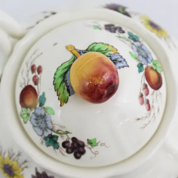  Vintage Copeland Spode Reynolds Tea Pot w/Handled Lid Fruit And Flowers