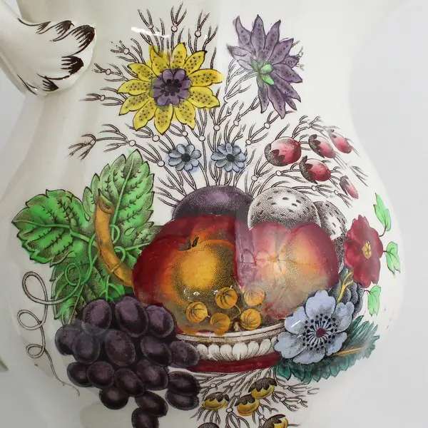 Vintage Spode Reynolds 32 oz Pitcher With Fruits And Flowers
