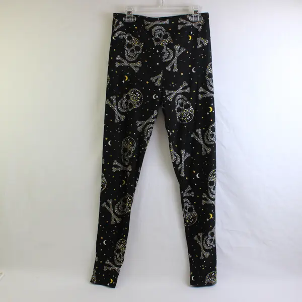 No Boundaries Celestial Skull Print Black Leggings Juniors Size Small 3-5