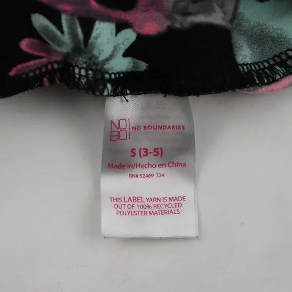 No Boundaries Floral Skull Print Black Leggings Juniors Size Small 3-5