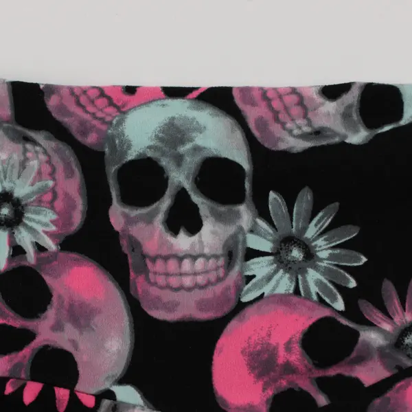 No Boundaries Floral Skull Print Black Leggings Juniors Size Small 3-5