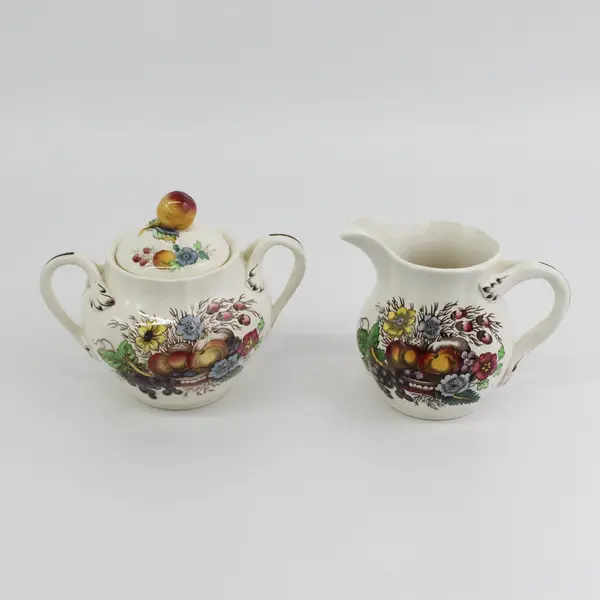 Spode Copeland Reynolds Creamer And Sugar Bowl Fruits And Flowers