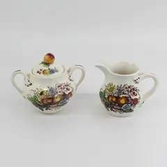Spode Copeland Reynolds Creamer And Sugar Bowl Fruits And Flowers