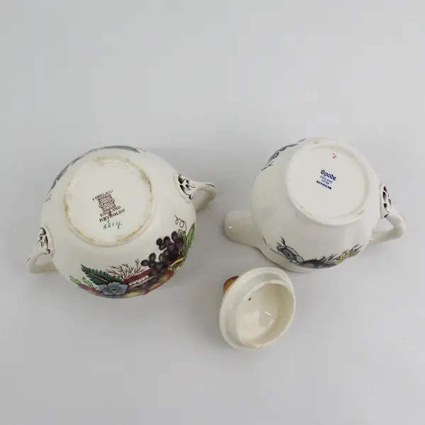 Spode Copeland Reynolds Creamer And Sugar Bowl Fruits And Flowers