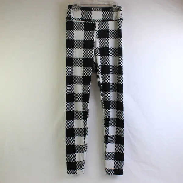No Boundaries Fuzzy Black and White Check Pattern Leggings Juniors Small 3-5