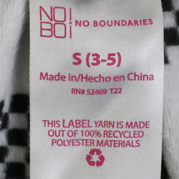 No Boundaries Fuzzy Black and White Check Pattern Leggings Juniors Small 3-5