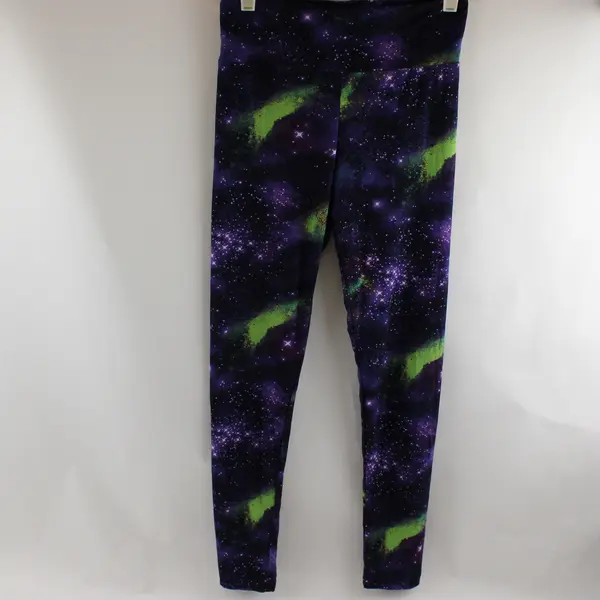 No Boundaries Purple & Green Galaxy Print Leggings Juniors Size Small 3-5