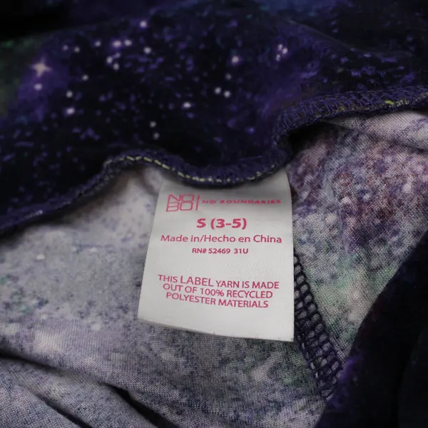 No Boundaries Purple & Green Galaxy Print Leggings Juniors Size Small 3-5