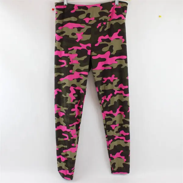 No Boundaries Green and Pink Print Leggings Juniors Large 11-13