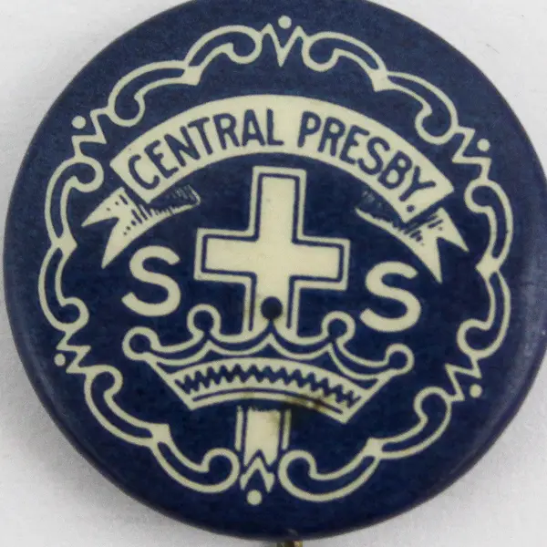 Vintage Central Presby Presbyterian Church Sunday School Pin Cross & Crown