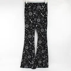 No Boundaries Black and White Celestial Print Flared Leggings Juniors Small 3-5
