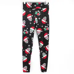 No Boundaries Fuzzy Christmas Skull Print Leggings Women's Size S/M