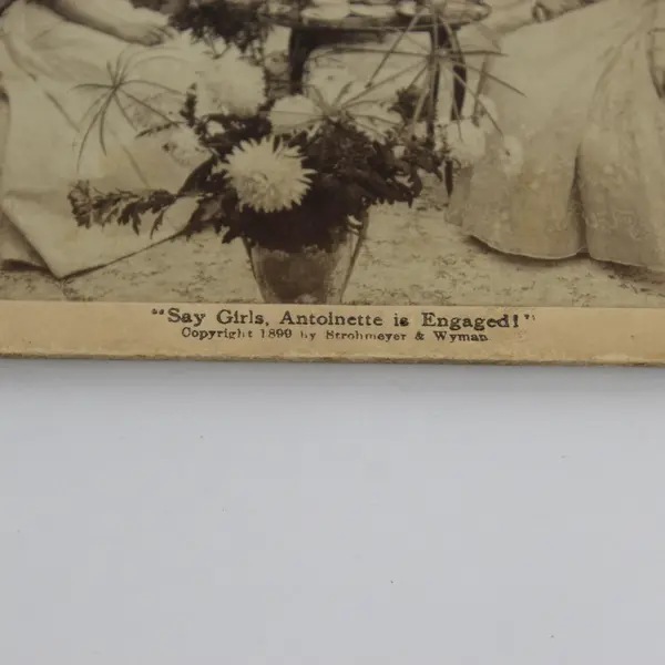 Say Girls, Antoinette is Engaged Victorian Photo Stereoview Underwood 1899